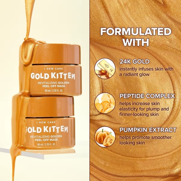 I Dew Care Gold Kitten Revitalizing Golden Peel-Off Mask - NEW - Picture 9 of 10